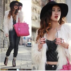 Lanshifei Cream / Ecru faux fur coat  Size Large New with tag